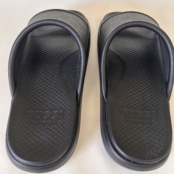 GUCCI Men\'s GG Supreme Canvas Slide Sandals Black Size 8 (US) NIB 816356 main image 5